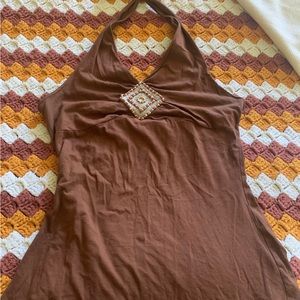 Y2k brown halter top